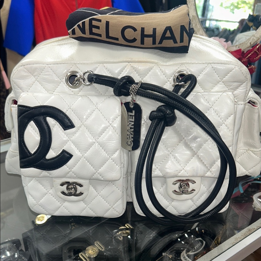 Chanel White and Black Quilted Backpack (Authentic!)